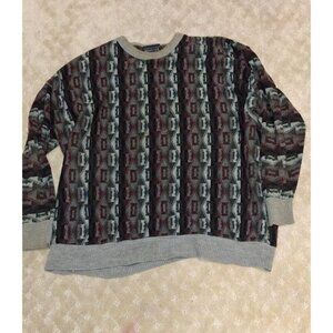 Vintage Private Club Sweater Mens 2X XXL Coogi Style Textured Knit Stripe 90s